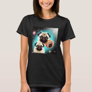 Pugs In Space With Donuts Cute Pug Boys Girls Men  T-Shirt