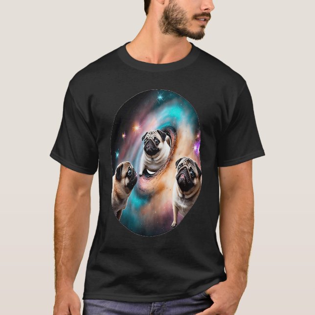 Pugs In Space With Donuts Cute Pug Boys Girls Men  T-Shirt (Front)
