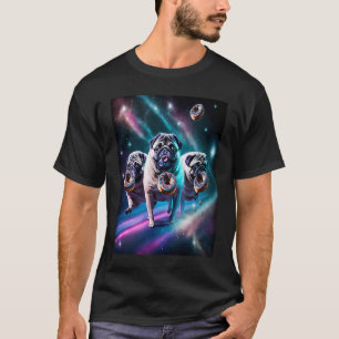 Pugs In Space With Donuts Cute Pug Boys Girls Men T-Shirt