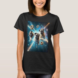 Pugs In Space With Donuts Cute Pug Boys Girls Men  T-Shirt