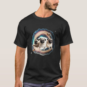 Pugs In Space With Donuts Cute Pug Boys Girls Men T-Shirt