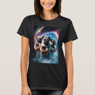 Pugs In Space With Donuts Cute Pug Boys Girls Men  T-Shirt