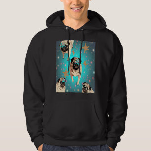 Pugs In Space With Doughnuts Cute Pug Boys Girls M Hoodie