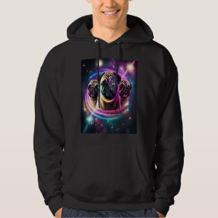 Pugs In Space With Doughnuts Cute Pug Boys Girls M Hoodie