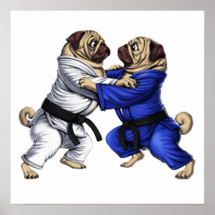 Pugs Jiu-Jitsu Wrestlers Poster