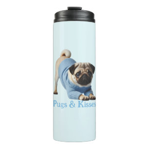 Pugs & Kisses: Adorable Pug-Themed Design Thermal Tumbler
