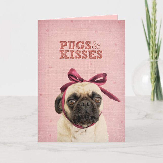 Pugs & Kisses by itslolathepug Holiday Card (Front)