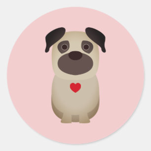 Pugs & Kisses, Pug Dog Valentine, Valentine's Day  Classic Round Sticker