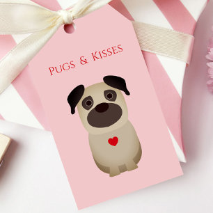 Pugs & Kisses, Pug Dog Valentine, Valentine's Day Gift Tags