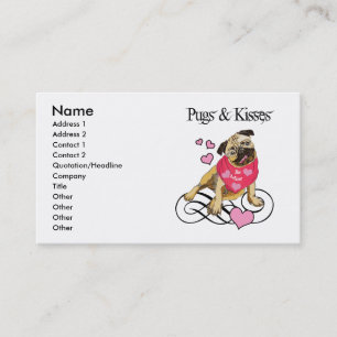 Pugs & Kisses Valentine Pug Biz Cards