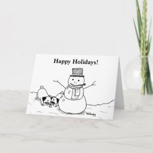 Pugs Love Snowmen Holiday Card