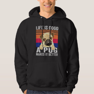 Pugs Makes Your Life Good Vintage Hoodie