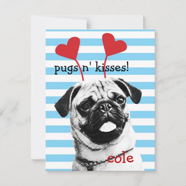 Pugs n' Kisses Valentine Card (Front)