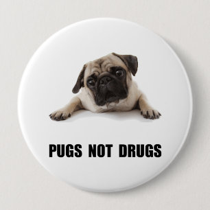 Pugs Not Drugs 10 Cm Round Badge