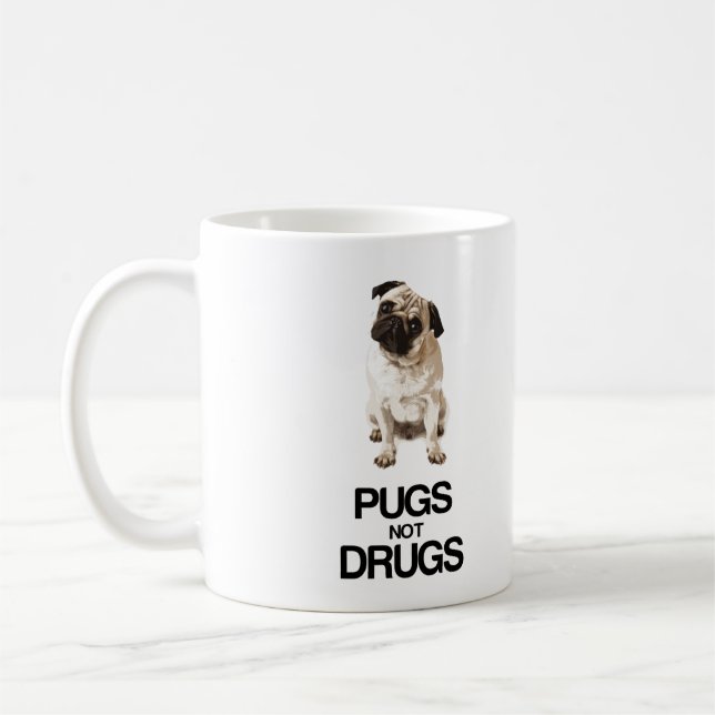 Pugs Not Drugs Coffee Mug (Left)