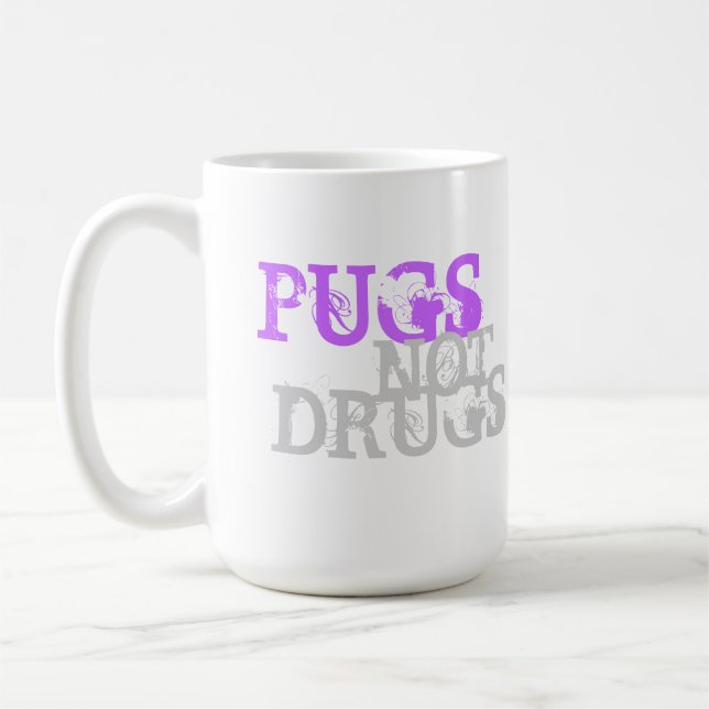 PUGS NOT DRUGS II COFFEE MUG (Left)