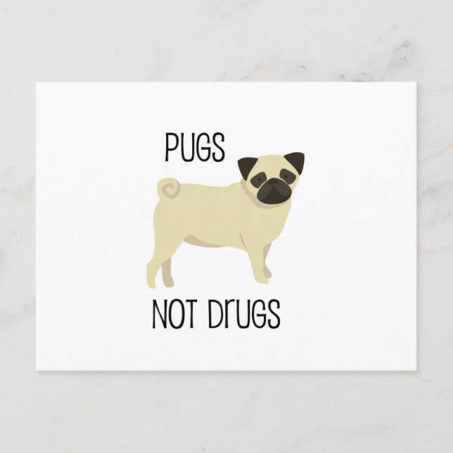 Pugs not drugs postcard (Front)
