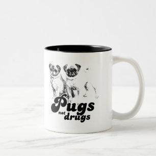 PUGS NOT DRUGS T-shirt Two-Tone Coffee Mug