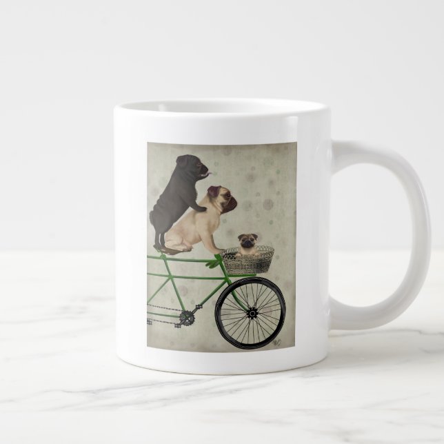 Pugs on Bicycle Large Coffee Mug (Right)