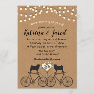 Pugs on Bikes Party Lights Wedding Invitation