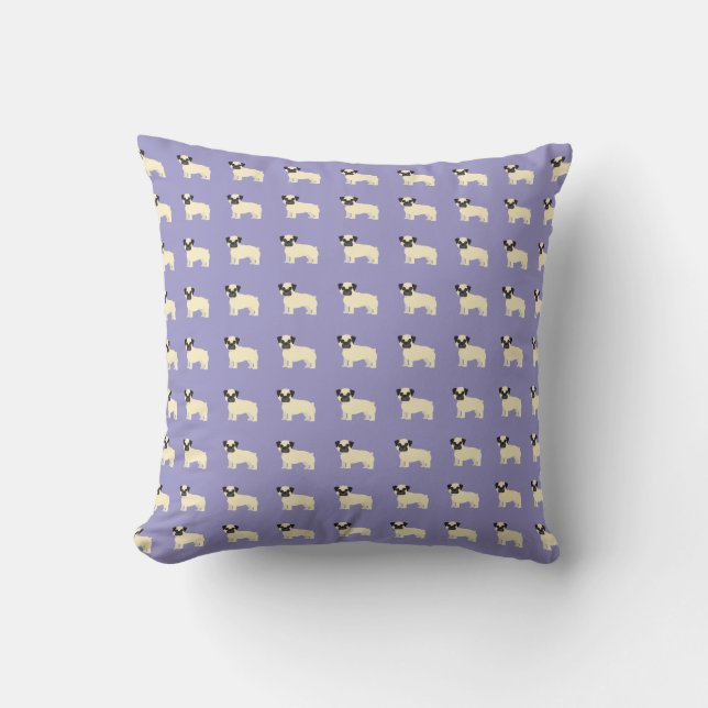 Pugs, Pale Purple Cushion (Front)