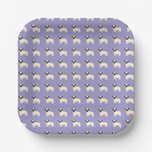 Pugs, Pale Purple Paper Plate (Front)