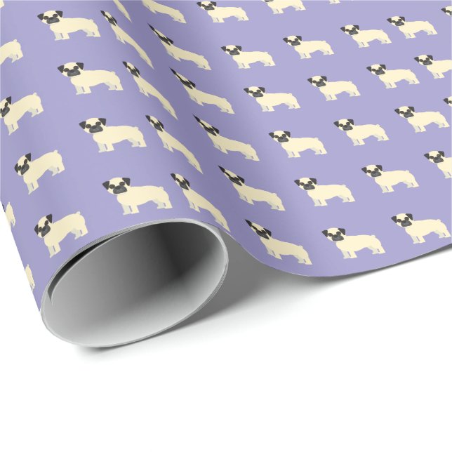 Pugs, Pale Purple Wrapping Paper (Roll Corner)