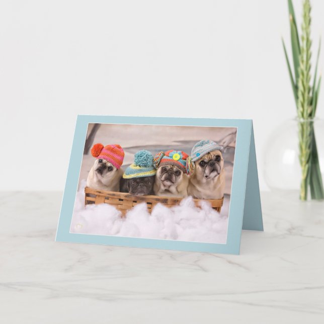 Pugs “Peace to You” Holiday Cards Pugs and Kisses (Front)