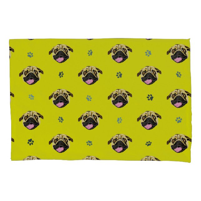 Pugs Pillow Case Yellow (Front)