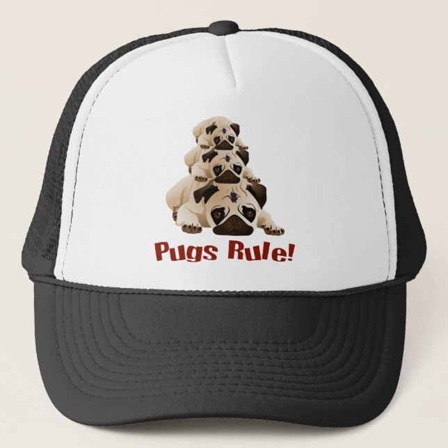Pugs Rule! 1 Trucker Hat (Front)
