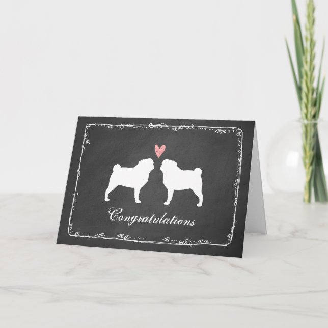 Pugs Wedding Congratulations Card (Front)