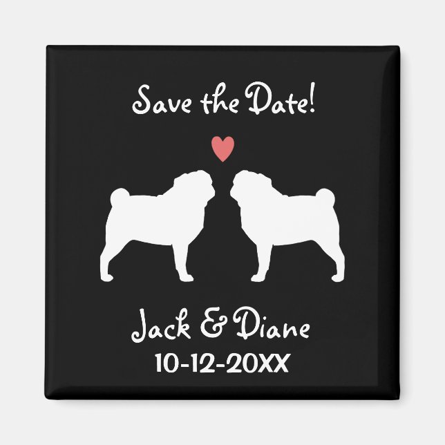 Pugs Wedding Save the Date Magnet (Front)