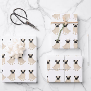 Pugs Wrapping Paper Flat Sheet Set of 3