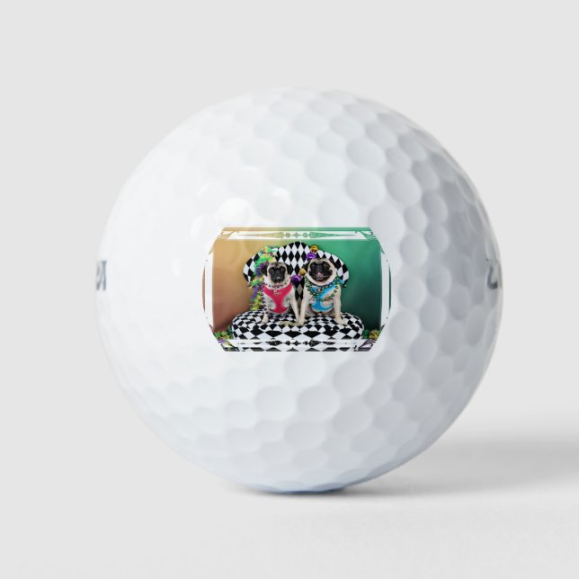 Pugsgiving Mardi Gras 2015 - Moose & Maggie - Pugs Golf Balls (Front)