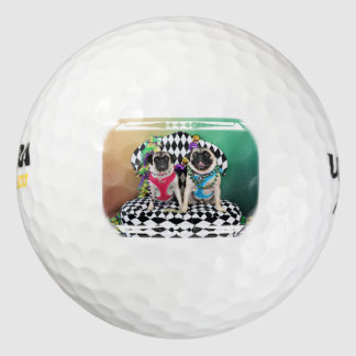Pugsgiving Mardi Gras 2015 - Moose & Maggie - Pugs Golf Balls