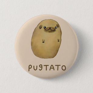 Pugtato 6 Cm Round Badge