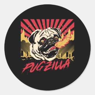 Pugzilla Pug Dog Pug Sweet Pug Pug dog Classic Round Sticker