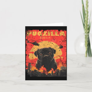 Pugzilla Tee Design For Pug Owner Retro Vintage Card