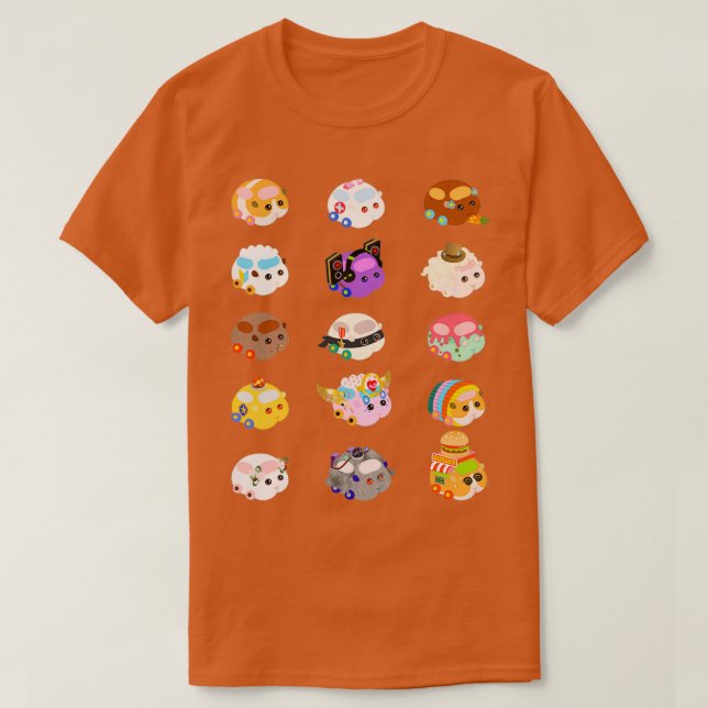 Pui Pui Molcar Assorted Characters Black  T-Shirt (Design Front)