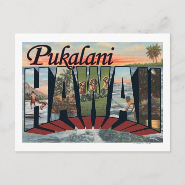 Pukalani, Hawaii - Large Letter Scenes Postcard (Front)