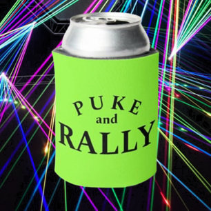 Puke and Rally Can Cooler – Funny Bold Typography