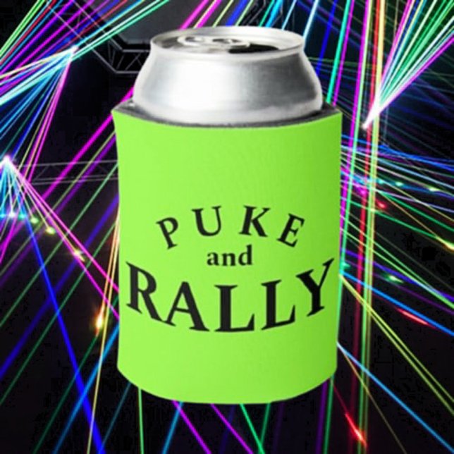 Puke and Rally Can Cooler – Funny Bold Typography  (Creator Uploaded)