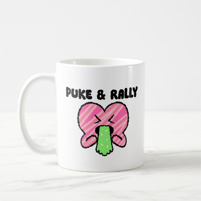 Puke & Rally Classic Mug | Pink Heart Party  (Left)