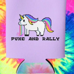 Puke & Rally Rainbow Unicorn Can Cooler   Pixel