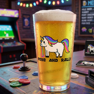 Puke & Rally Rainbow Unicorn Pint Glass   Pixel