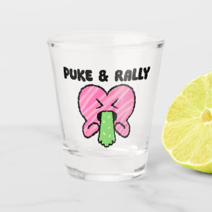Puke & Rally Shot Glass – Pink Heart Edition