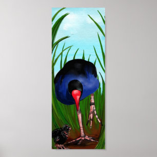Pukeko and Chicks Poster