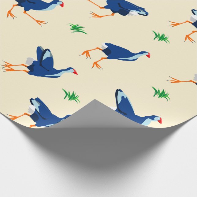 Pukeko Swamp Hen birds Pattern Wrapping Paper (Corner)