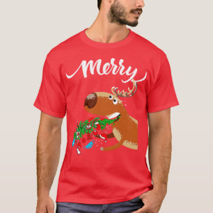 Puking Deer Ugly Christmas T-Shirt