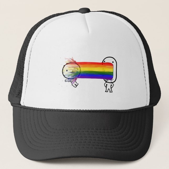 puking rainbow meme trucker hat (Front)